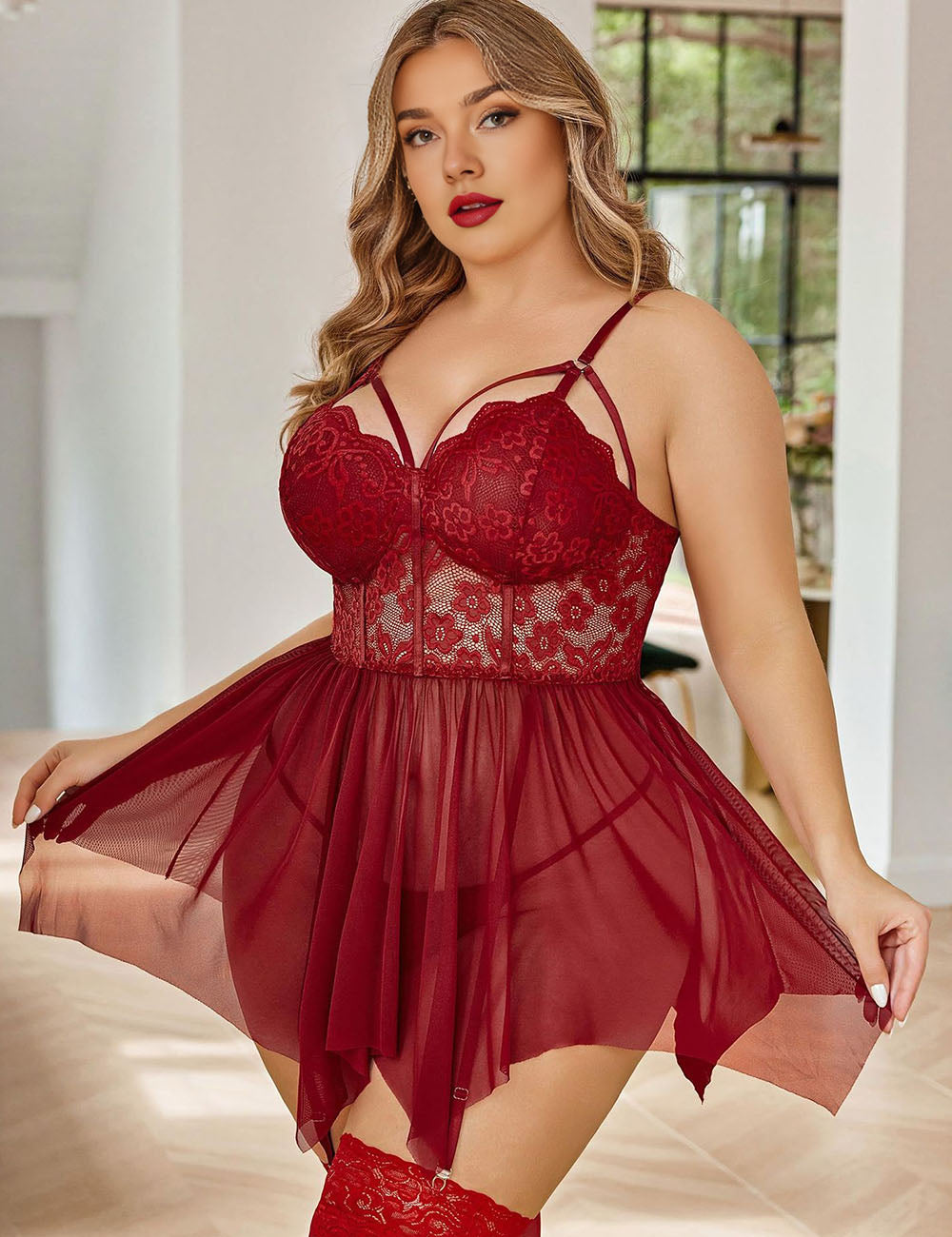 Women Plus Size Push Up Nightdress-8