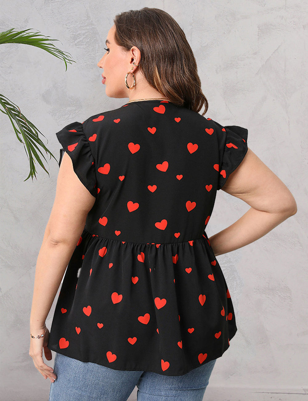 Women_Plus_Size_Ruffles_Heart_Print_V_Neck_Blouse_PRUSES_6