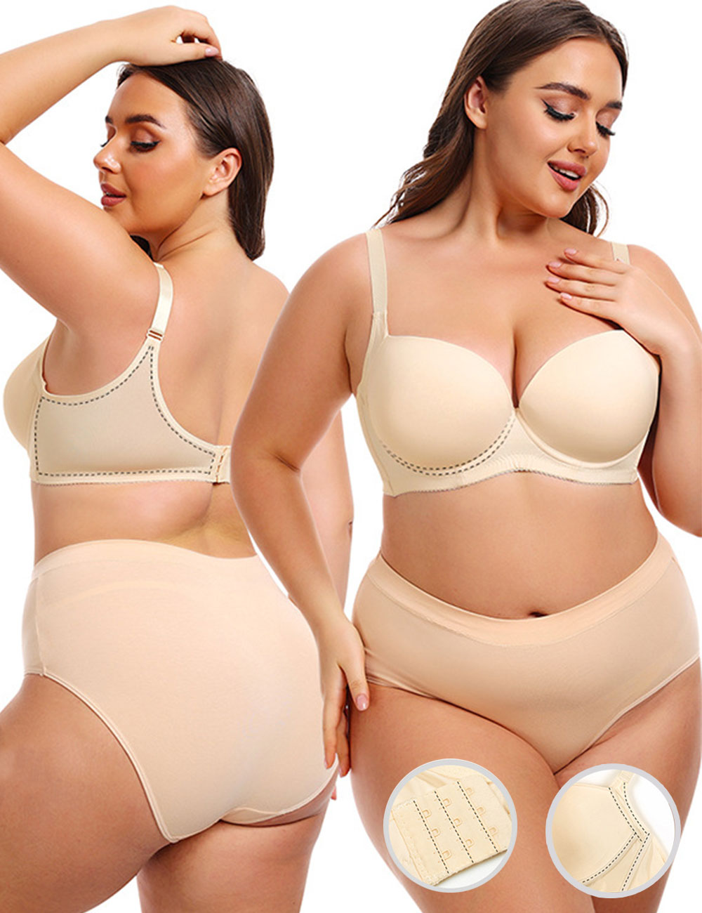 Women Plus Size Seamless Gathered Underwire Bra | PRUSES-3