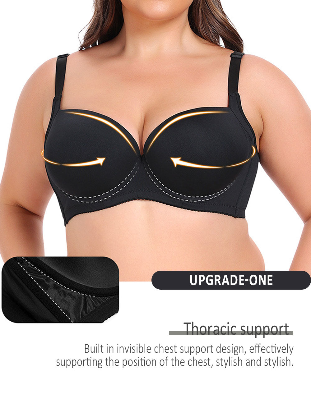 Women Plus Size Seamless Gathered Underwire Bra | PRUSES-5