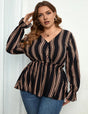 Women_Plus_Size_Shirt_Striped_Long_Sleeve_Waist_Blouse_PRUSES_6