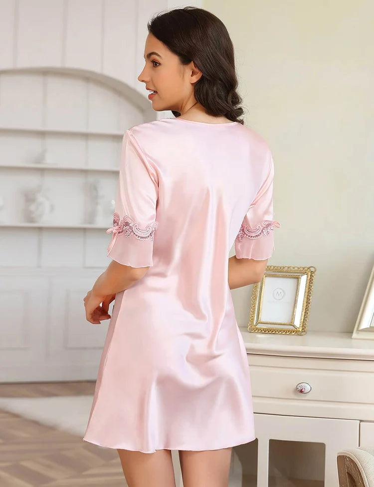 Women Plus Size Simulated Silk Embroidered Casual Babydoll-10