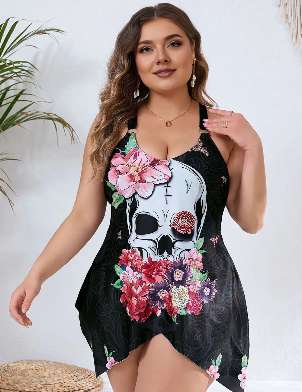 Women_Plus_Size_Skull_Print_Two_Piece_Swimsuit_Tankini