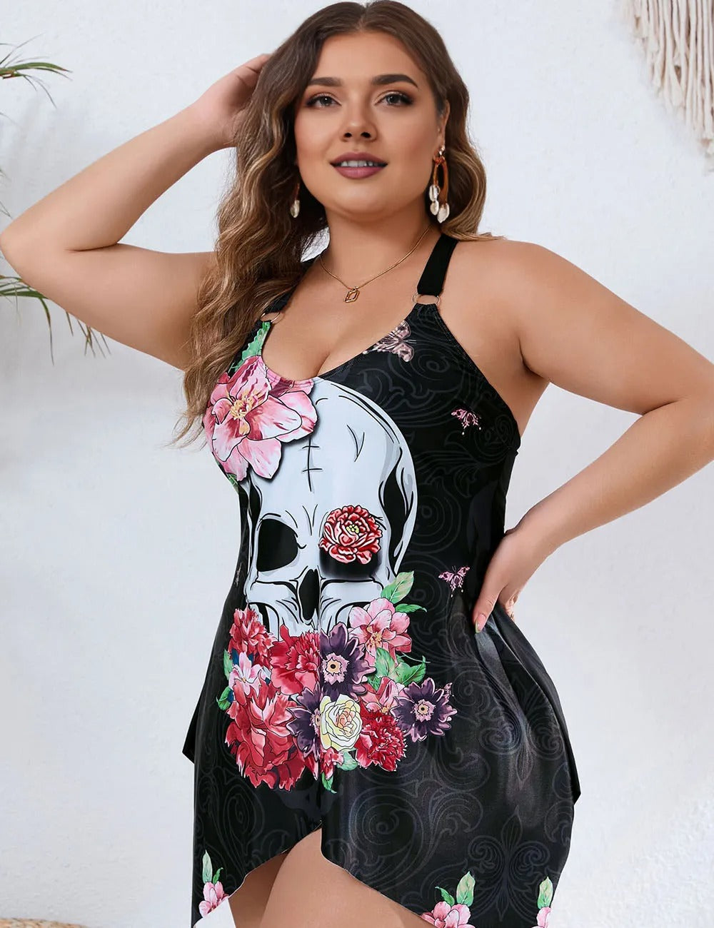 Women_Plus_Size_Skull_Print_Two_Piece_Swimsuit_Tankini_2