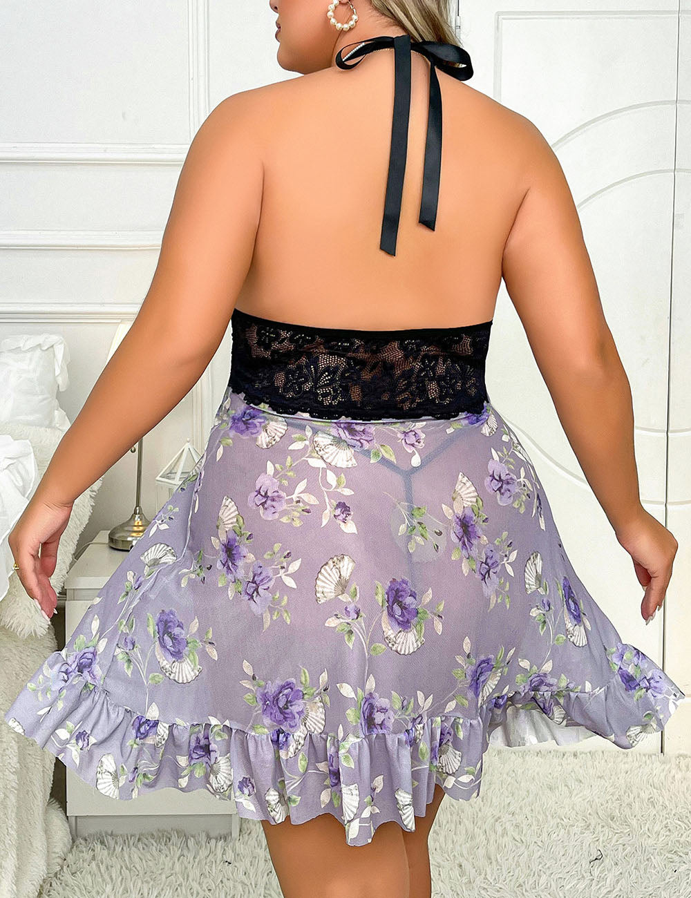 Women_Plus_Size_Straps_Slit_Mesh_Lingerie_Sexy_Pajamas_PRUSES_6