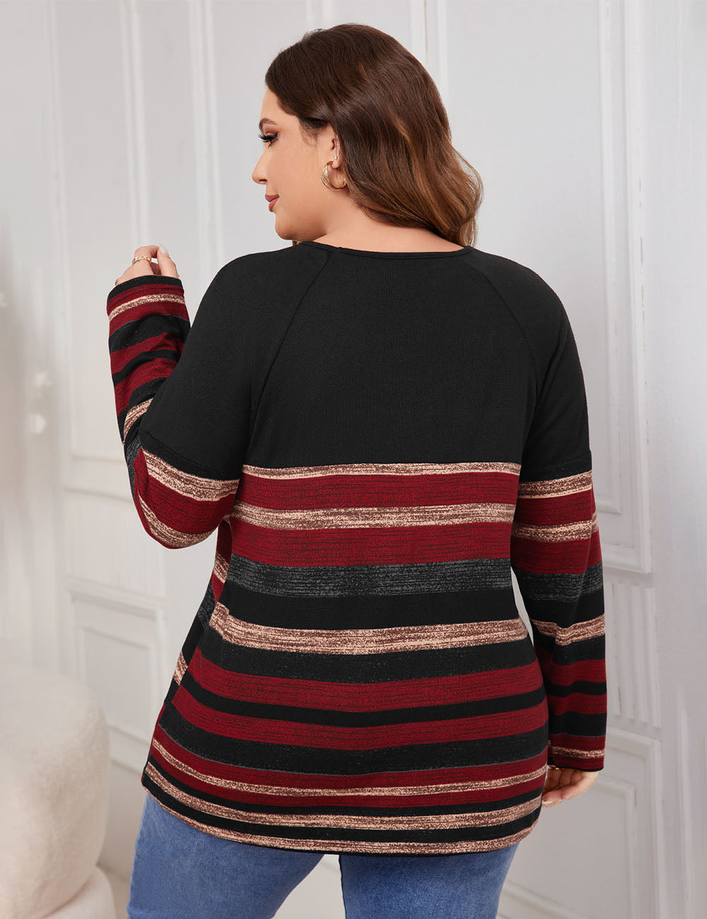 Women_Plus_Size_Striped_long-sleeved_loose_top_PRUSES_2