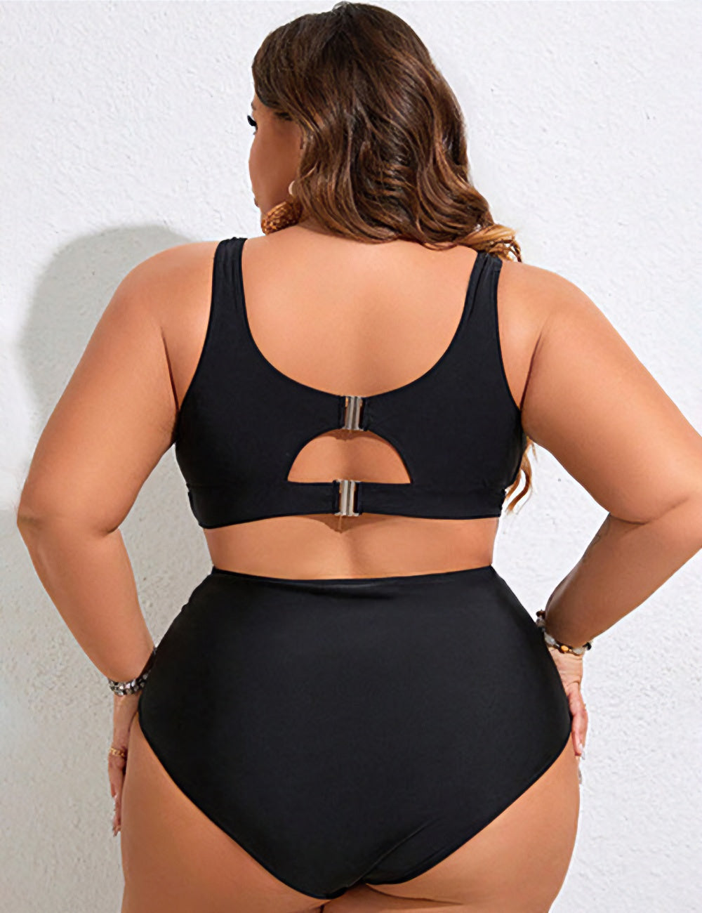 Women_Plus_Size_Tie_Front_Solid_Color_Bikini_Set_1
