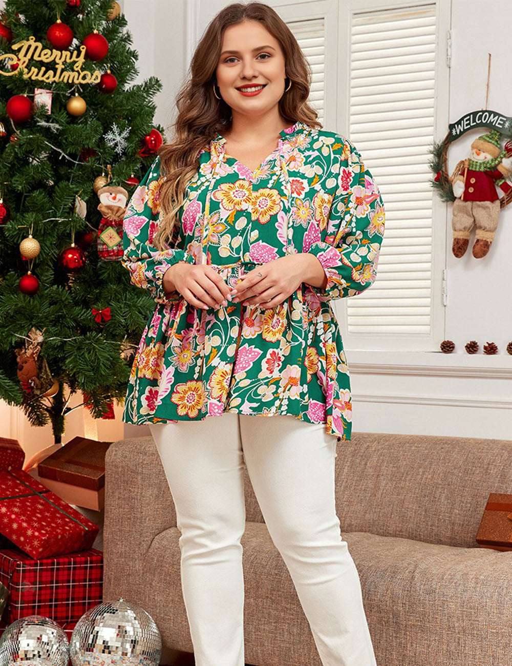 Women_Plus_Size_Tied_V_Neck_Babydoll_Top_PRUSES_5