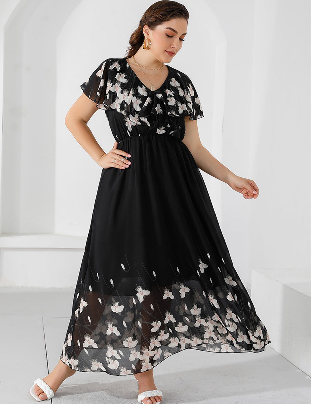 Women_Plus_Size_V-Neck_Floral_Pattern_Dress_PRUSES_15