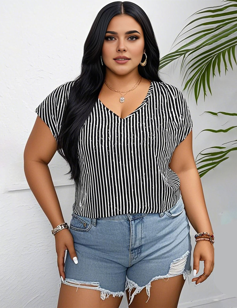 Women_Plus_Size_V-Neck_Striped_T-Shirt_PRUSES_11
