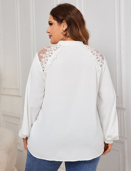 Women_Plus_Size_V_neck_Lace_Stitching_Printing_Shirt_PRUSES_5