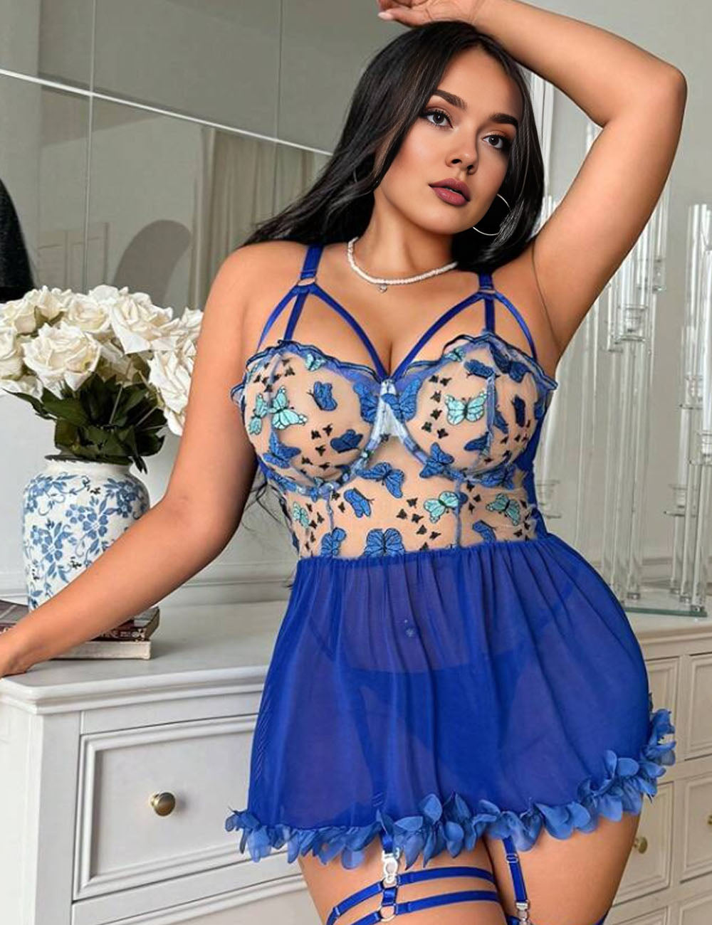 Women_Plus_Size_Victoria_s_Secret_Chemise_Babydoll_Garters_PRUSES_2