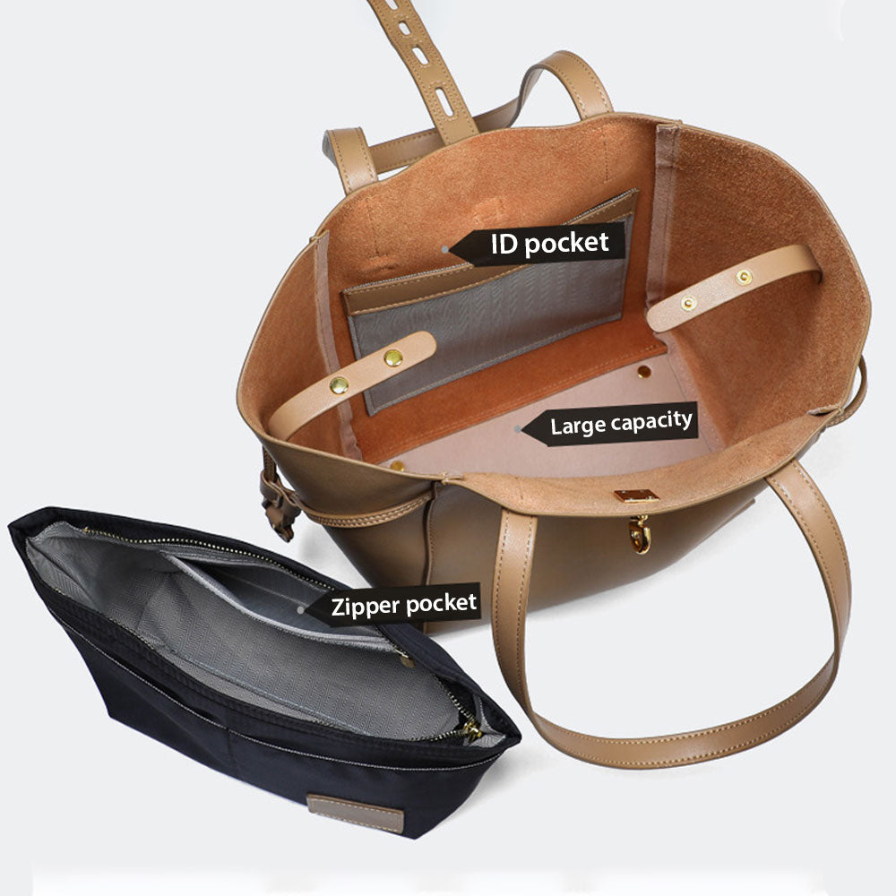 Women Vintage Leather Large Capacity Tote Bucket Bag | PRUSES-5