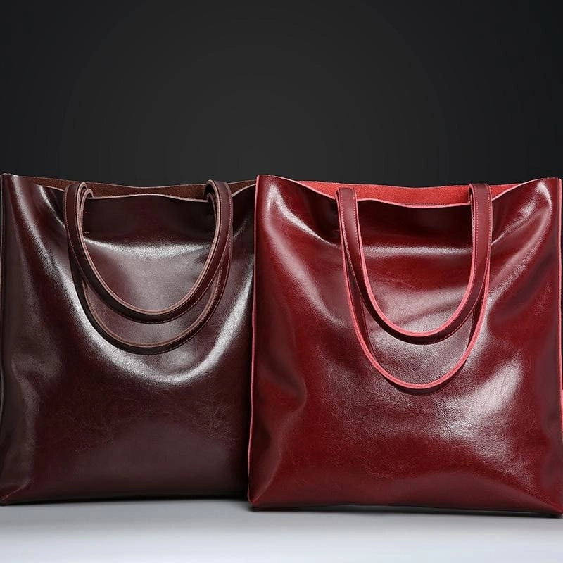 Women's Brown Classy Leather Tote Bag Fashion Handbags | PRUSES-1