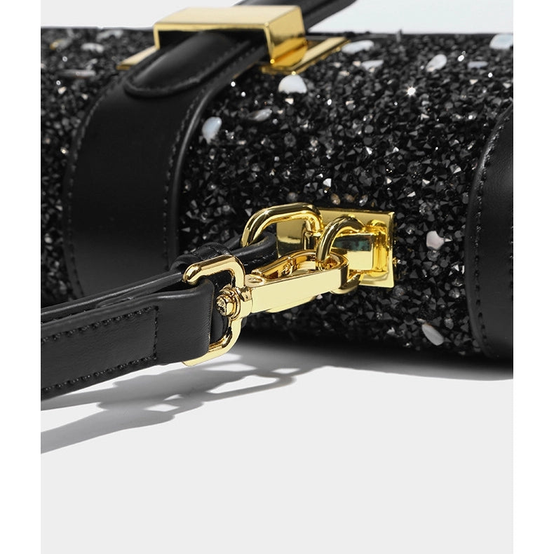 Women's Glitter Top Handdle Flap Square Shoulder Bags-8