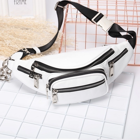 Women's White Fanny Pack Fashion Belt Bag | PRUSES