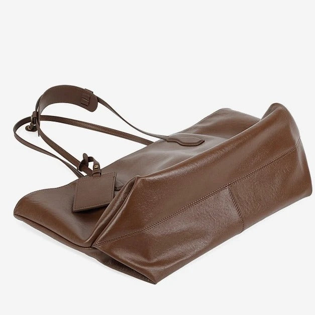 Brown leather bag with a strap