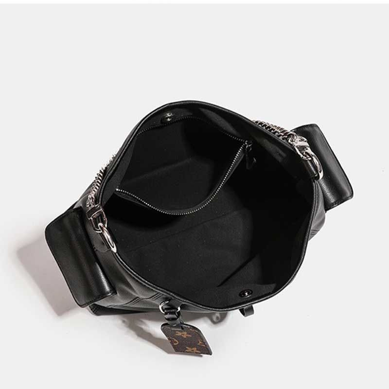 black Genuine Leather Chain Strap Shoulder Bag Capacity Overview