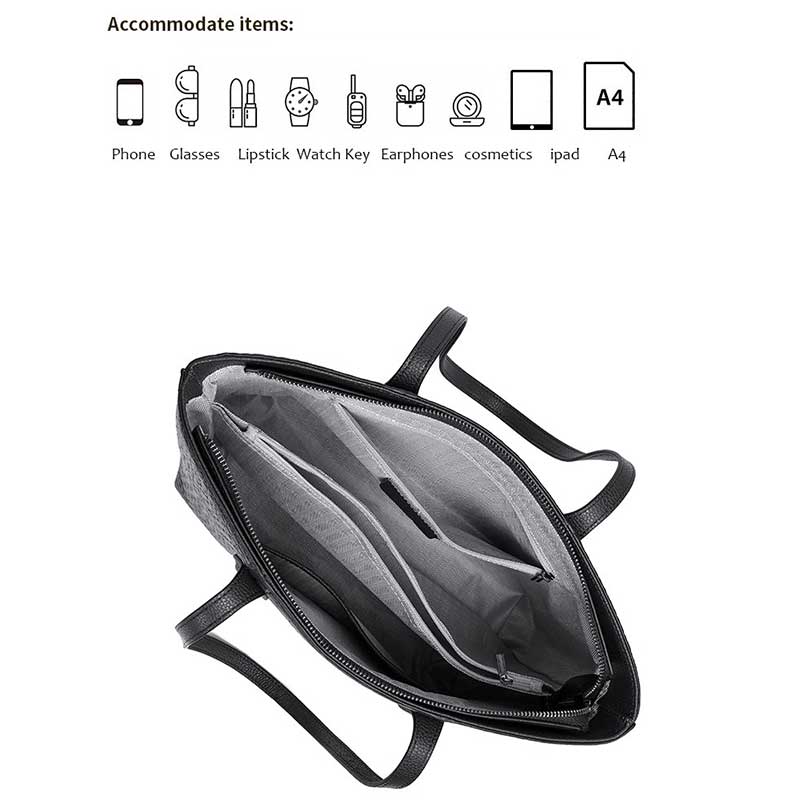 Black Croc-Embossed handbag with open compartment