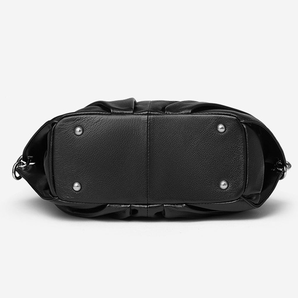 Black leather bag with silver studs