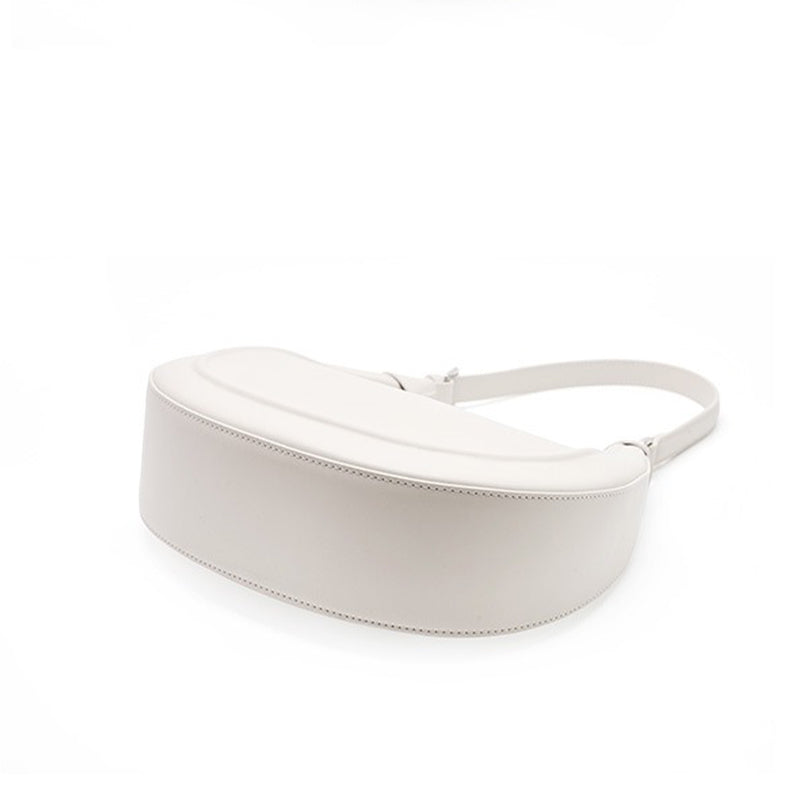 Women's off-white Genuine Leather Half Moon Bag bottom