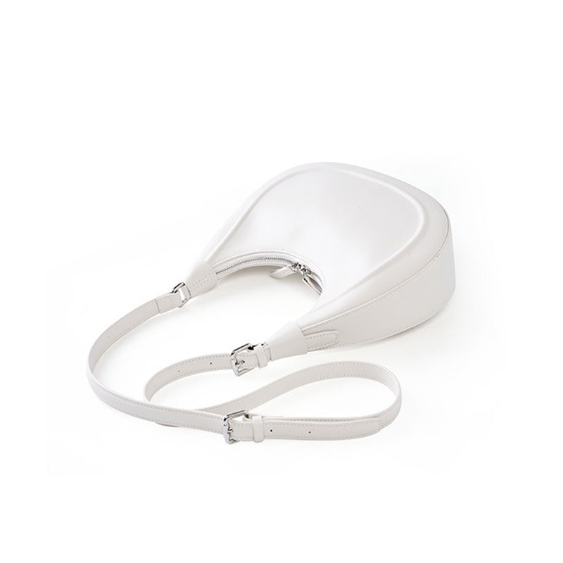 Women's off-white Genuine Leather Half Moon Bag