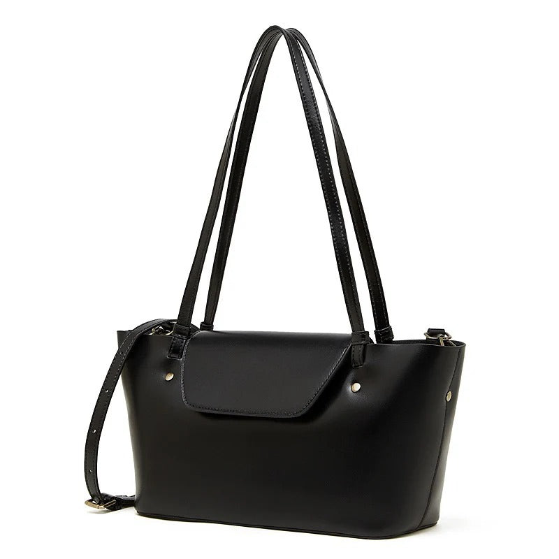 Women's black Genuine Leather Large Structured Tote Bag