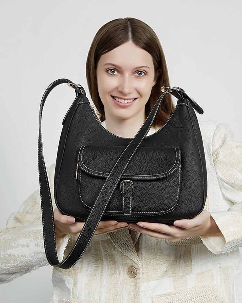 Women's Genuine Leather Shoulder Bag with Pocket | PRUSES