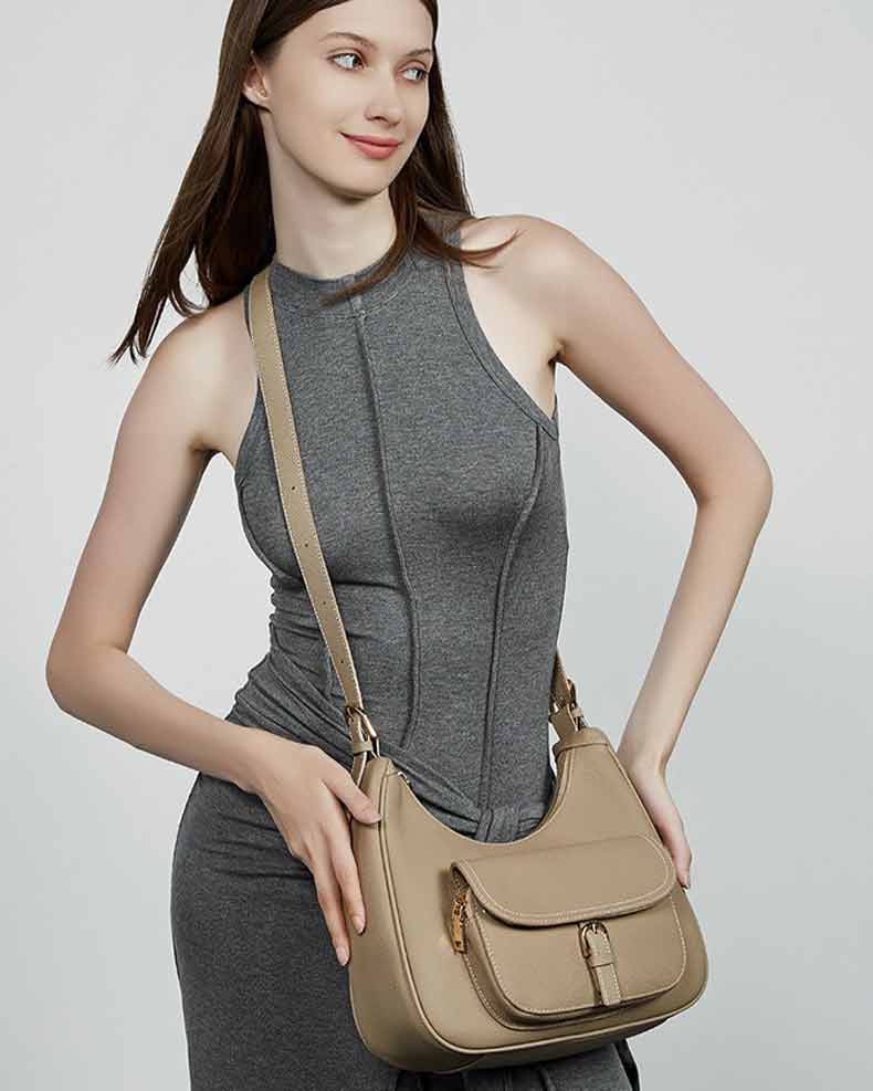 Women's Genuine Leather Shoulder Bag with Pocket | PRUSES
