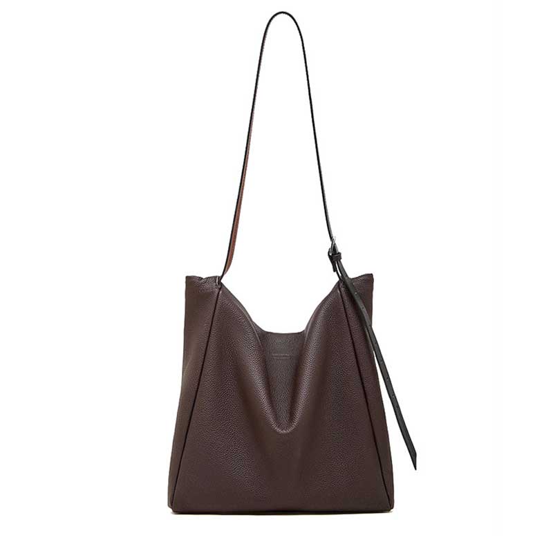 coffee Leather Slouchy Hobo Shoulder Bag back view