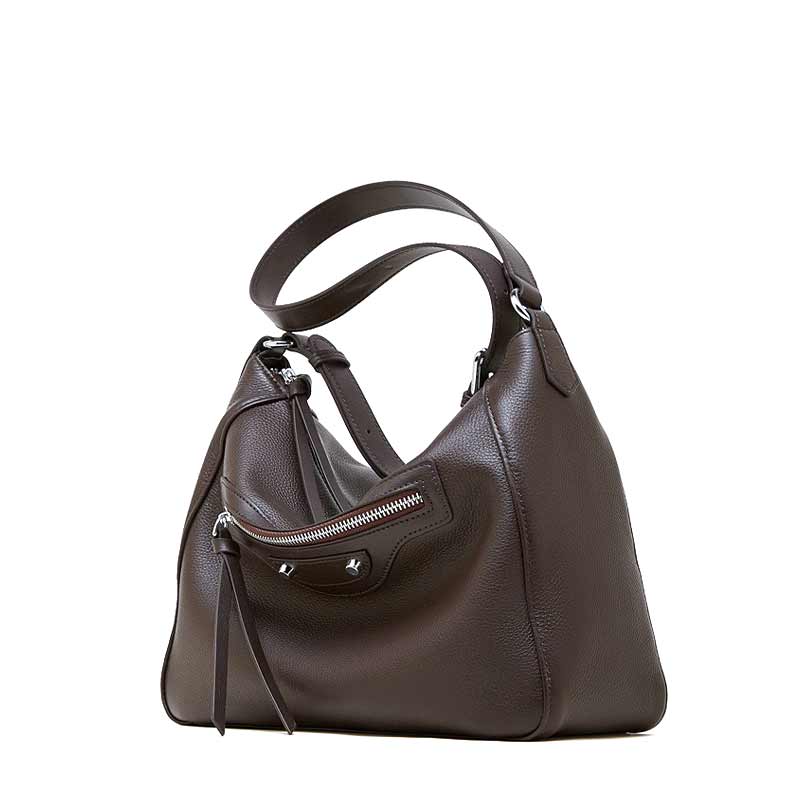 Genuine Leather coffee Slouchy Hobo handbag