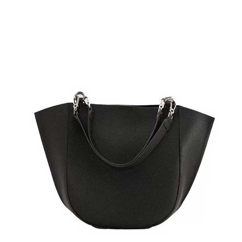 black Genuine Leather Tote Bag