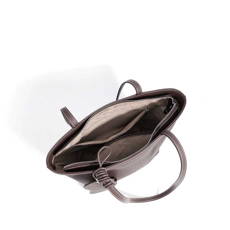 Open coffee handbag with a white interior