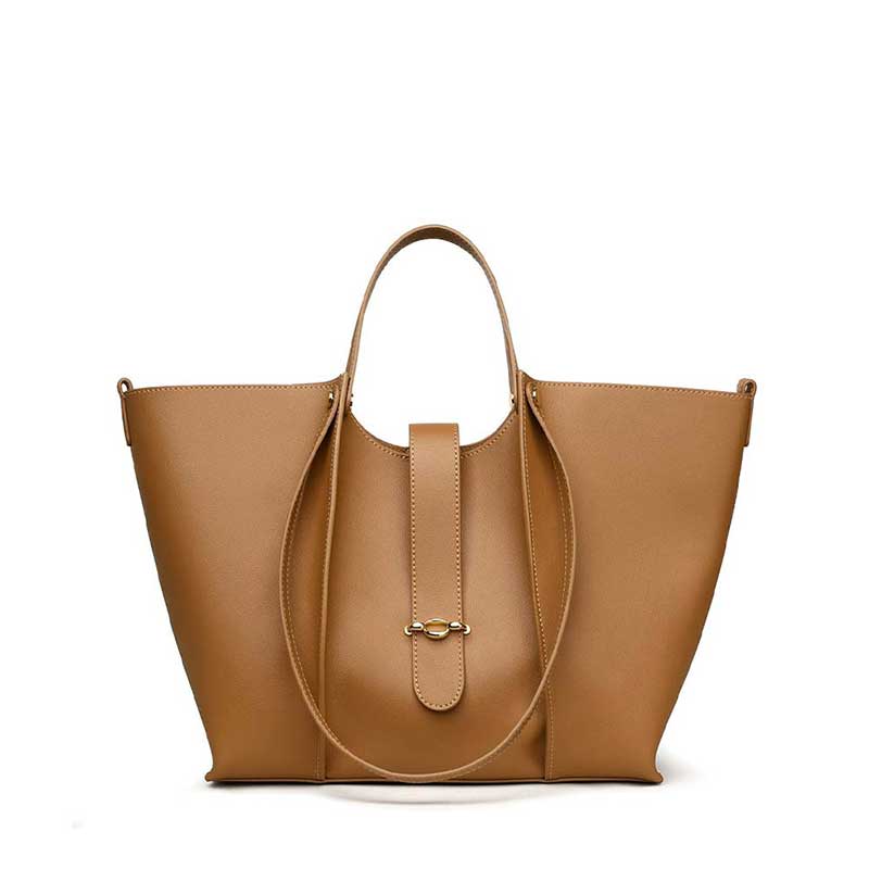 Women's Genuine Leather Work Tote with Strap Closure | PRUSES