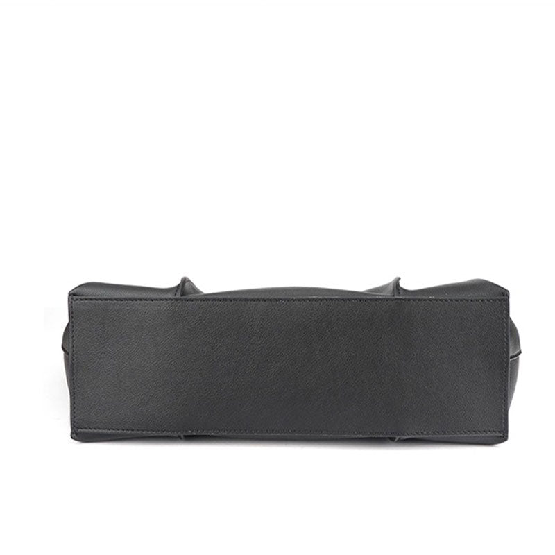 Women's black Genuine Leather Work Tote with Strap Closure bottom