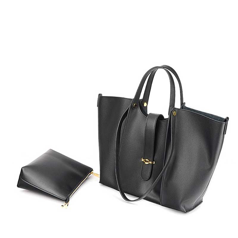 Black handbag with a smaller black pouch