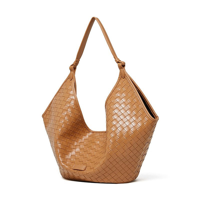 Women's brown Genuine Leather Woven Shoulder Bags