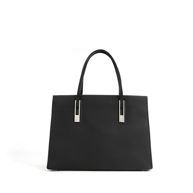 Women's black Large Capacity Leather Tote Bag