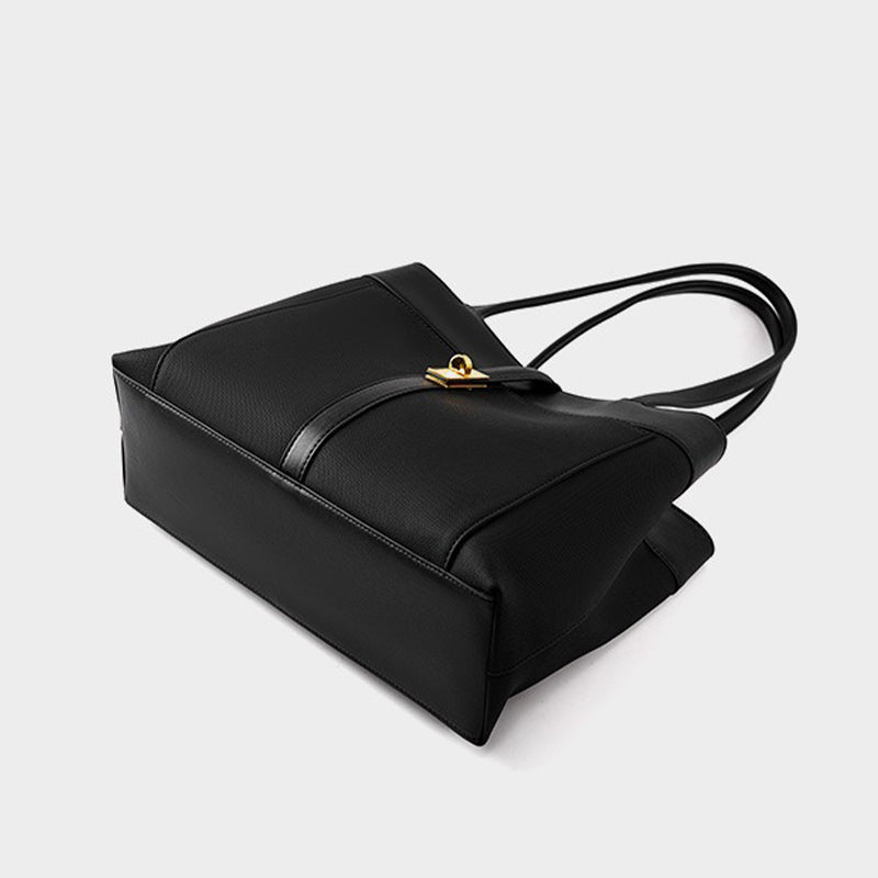 Womens black Large Cowhide Tote Bag bottom