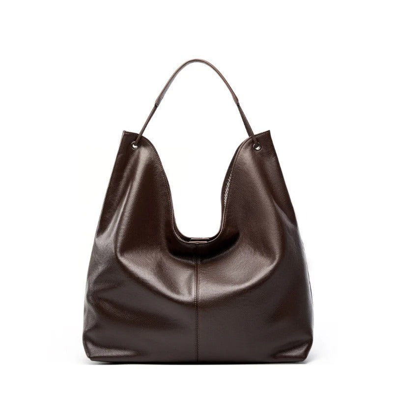 Coffee Minimalist Premium Genuine Leather Tote Bag