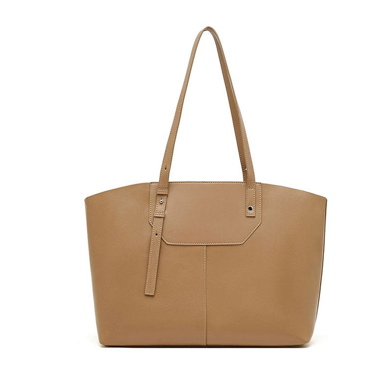 Camel Minimalist Vegetable-Tanned Leather Tote Bag