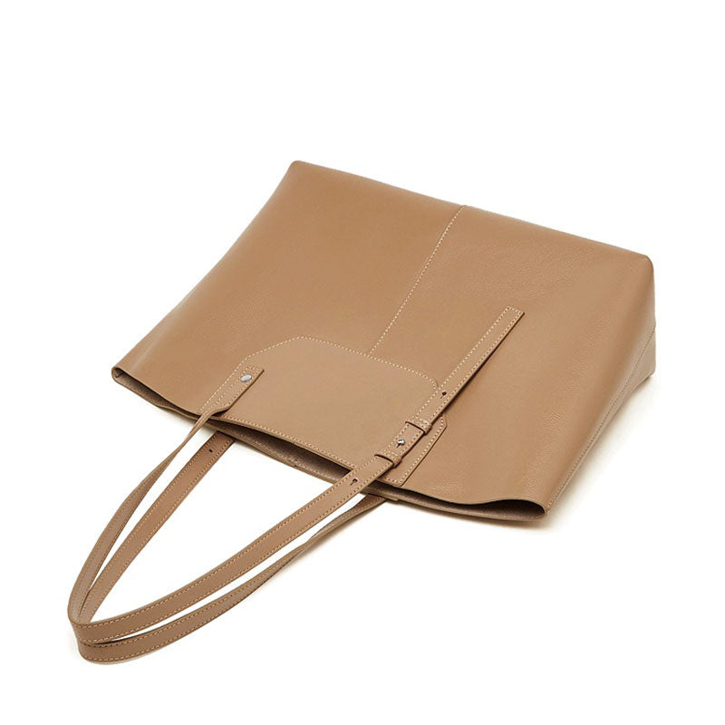 camel Minimalist Vegetable-Tanned Leather Tote Bag