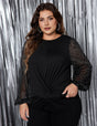 Womens Plus Size Tops Sequin Long Sleeve Blouse | PRUSES