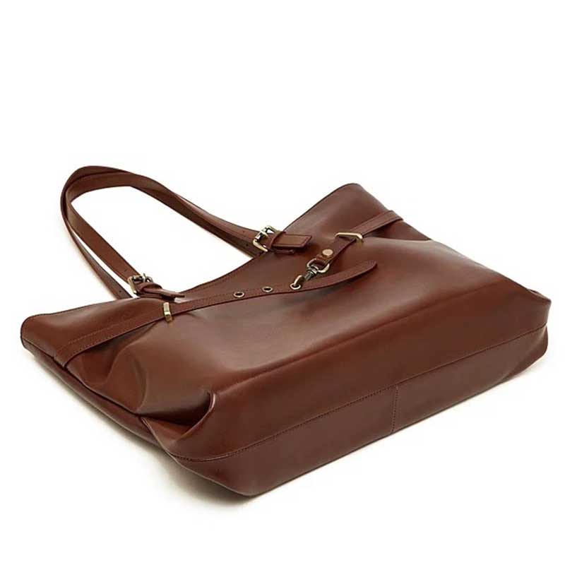 Chestnut Vegetable-Tanned Leather Large Tote Bag bottom