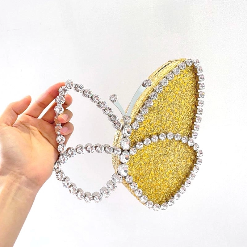 Yellow Bow Rhinestone Round Clutch Handbags | PRUSES-2