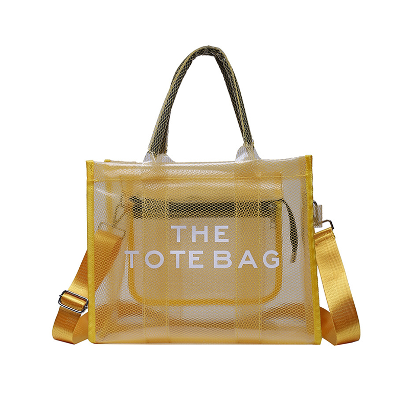 Yellow Clear Tote Bag Large Tote Handbags with Removable Wide Strap | PRUSES