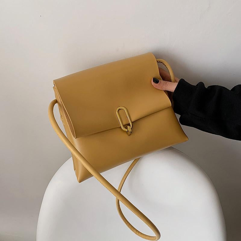 Yellow_Vegan_Leather_Double_Zipper_Flap_Crossbody_Purse Bag | PRUSES