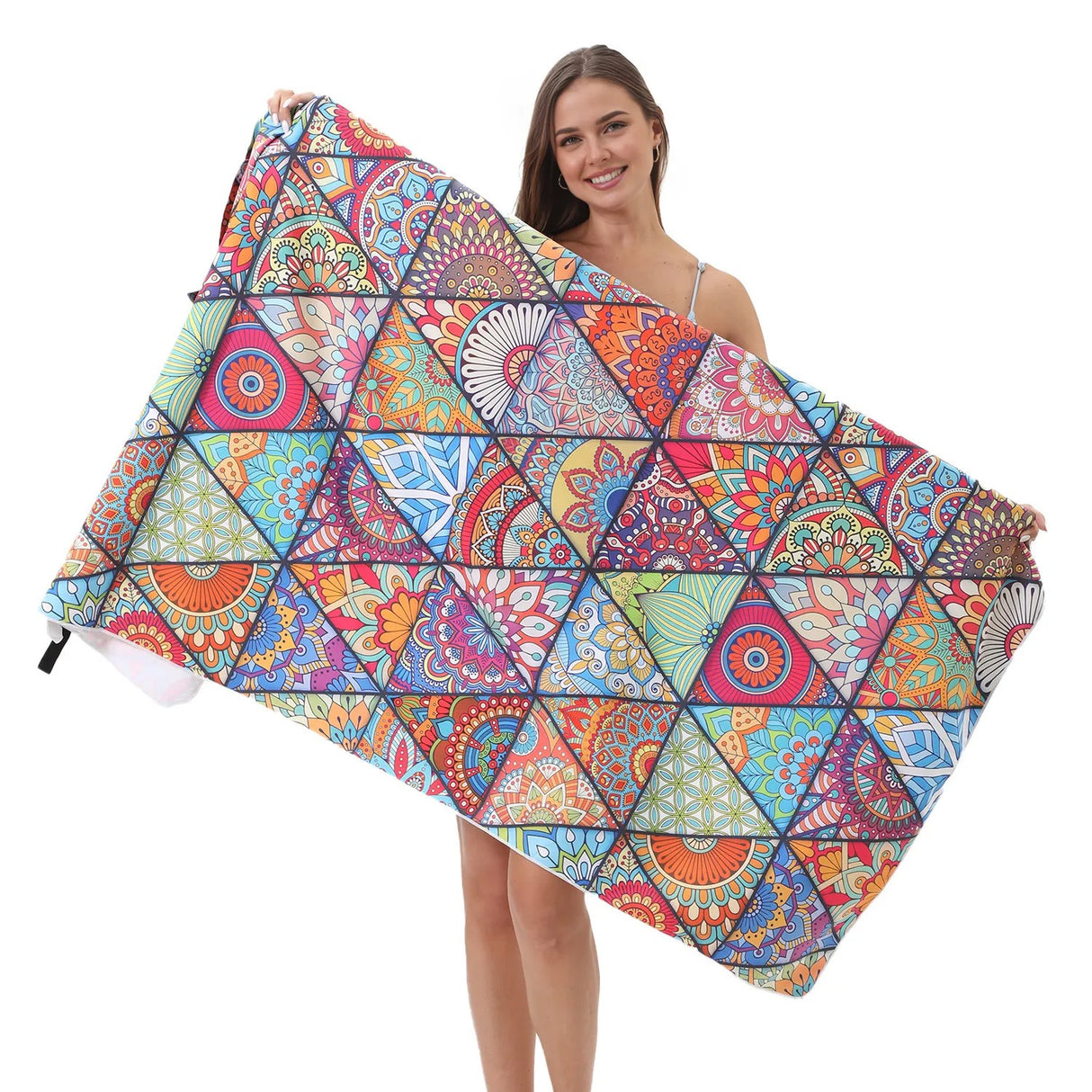 Triangle Print Quick Dry Double-Sided Fleece Beach Towel | PRUSES