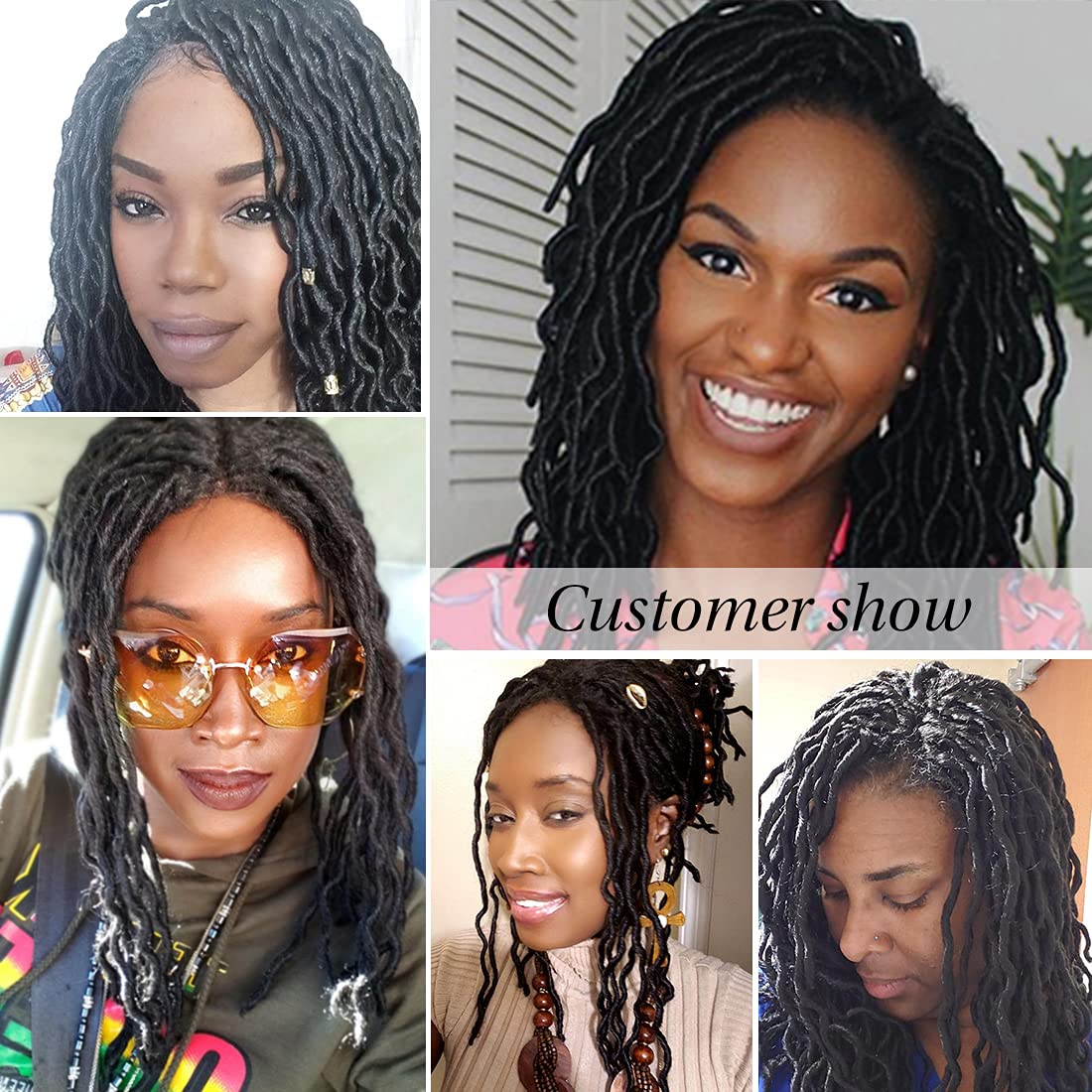Kalyss Black Synthetic Dread Braids Lace Front Wigs