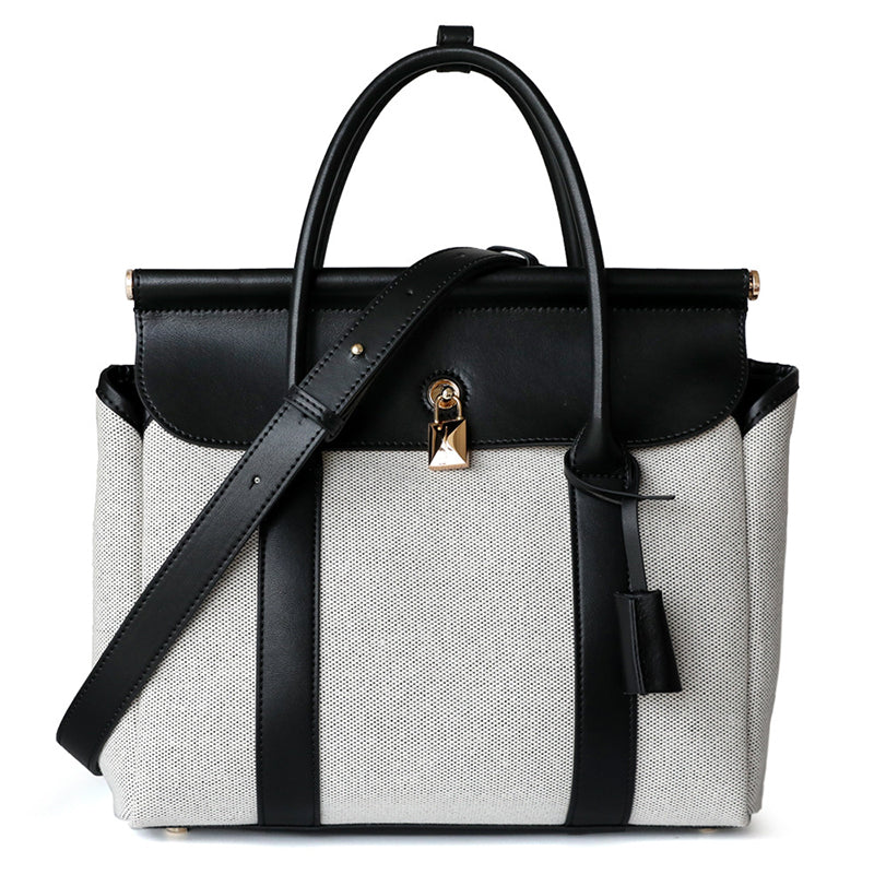 black_canvas_buckle_large_tote_bags_handbags_for_work